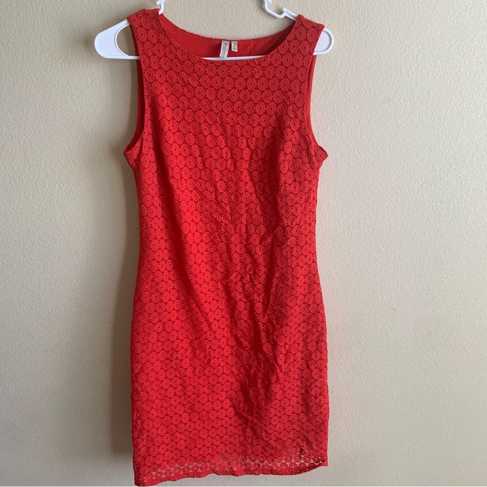 Madison - red stretchy knee high size S dress with liner